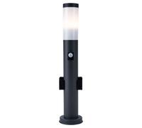 Lampada da terra a LED per esterni con rilevatore di movimento in acciaio inox lampada da vialetto lampada da giardino antracite, con 2 prese, IP44, 1x 11W 1055lm bianco caldo, PxH 13,1x60 cm