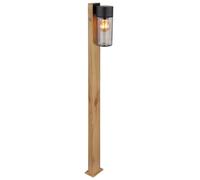 Lampada da terra a LED per esterni, lampada da giardino, lampada da sentiero moderna, aspetto legno, luce da patio, casa di campagna, vetro in acciaio inox, nero, 1x E27 LED bianco caldo, LxLxH 9x14,5