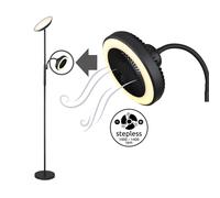 Lampada da terra a LED, ventilatore da pavimento, lampada da soggiorno, dimmerabile, metallo nero, H 178 cm
