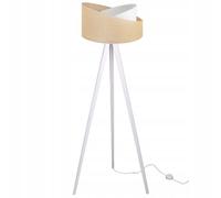 Lampada da terra a treppiede con paralume in legno e juta, 45 cm.