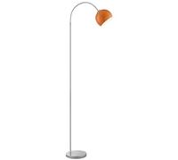 Lampada da terra ad arco Helen, attacco E27, altezza 170 cm, larghezza 23 cm, profondità 51 cm, braccio curvo, metallo, cromato con paralume arancione, ideale per soggiorno e angolo lettura, design