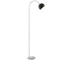 Lampada da terra ad arco Helen, attacco E27, altezza 170 cm, larghezza 23 cm, profondità 51 cm, braccio curvo, metallo, cromato con paralume nero, ideale per soggiorno e angolo lettura, design moderno