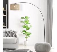 Lampada da terra ad arco in stile naturale - lampada da terra boho con paralume in rattan, braccio telescopico e testa girevole - per il soggiorno - altezza 2 m - E27, max. 42 W - in metallo/rattan -