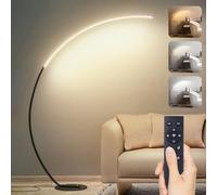 Lampada da Terra ad Arco LED, 25W Dimmerabile Piantana Salotto con Telecomando Magnetico, 2000Lm, Funzione Memoria, Lampada da Lettura Moderna per Soggiorno, Camera da Letto, Ufficio, Nero 165cm