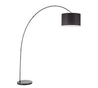 Perenz Lampada da terra ad arco 6304 N - Metallo nero opaco, paralume tessuto nero, attacco E28 A+
