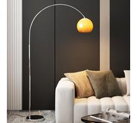 Lampada da terra ad arco per soggiorno, lampada da terra moderna con paralume in vetro regolabile, lampada alta color cromo sopra il divano, luce di lettura ad arco per camera da letto, ufficio (aranc