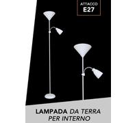 Lampada da Terra Attacco E27 Piantana Portalampada Regolabile Metallo da Interno