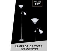 Lampada da Terra Attacco E27 Piantana Portalampada Regolabile Metallo da Interno