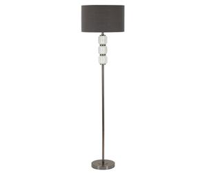 Lampada da terra con base Bianco E grigio in vetro EVA ONE diametro 42xh 164 cm paralume in velluto dorato grigio