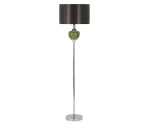 Lampada da terra con base VERDE in vetro EVA ONE diametro 40xh 167 cm paralume in velluto dorato verde