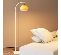 Lampada da terra con paralume in vetro arancione, altezza regolabile, lampada da comodino, lampada da lettura, lampade da terra ad arco, palo in ferro antiruggine con interruttore a pulsante per soggi