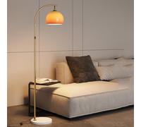 Lampada da terra con paralume in vetro arancione, altezza regolabile, lampada da comodino, lampada da lettura, lampade da terra ad arco, palo in ferro antiruggine con interruttore a pulsante per soggi