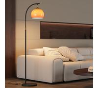 Lampada da terra con paralume in vetro arancione, altezza regolabile, lampada da comodino, lampada da lettura, lampade da terra ad arco, palo in ferro antiruggine con interruttore a pulsante per soggi