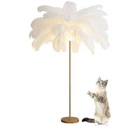 ANram Lampada da Terra con Piume di Struzzo, Lampade con Piume Moderne Semplici Illuminazione da Terra, Illuminazione a LED, Lampada con Piume in Stile Arte Moderna, Lampada da Terra con Treppiede