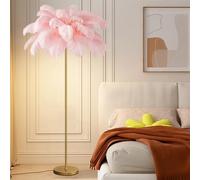 Lampada da terra con piume, lampada con piume, lampada da terra con piume di struzzo con sorgenti luminose, romantiche lampade di struzzo per camere da letto con piume (62,99 pollici)