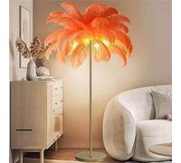 Lampada da terra con piume per soggiorno con 3 temperature di colore, lampada da terra moderna in piume bianche di struzzo Lampade alte in metallo Lampada da lettura per camera da letto (portalampada