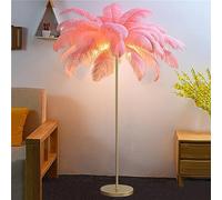 Lampada da terra con piume per soggiorno con 3 temperature di colore, lampada da terra moderna in piume bianche di struzzo Lampade alte in metallo Lampada da lettura per camera da letto (portalampada