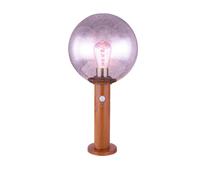Lampada da terra con rilevatore di movimento Lampada da terra per esterno con rilevatore di movimento, sfera in vetro alluminio effetto legno, dimmerabile, LED RGB Smart 8.5W 806Lm 2700-6500K, DxH 25x