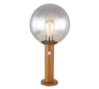 Lampada da terra con rilevatore di movimento Lampada da terra per esterno Lampada da terra per esterno con rilevatore di movimento, sfera in vetro alluminio effetto legno, aspetto bolla, 1x attacco E2