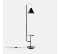 Lampada da terra con ripiano in ferro e rovere, Mugli Nero TU