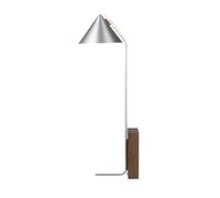 Lampada da Terra Cone in Alluminio Spazzolato e Noce