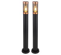 Lampada da terra da giardino lampada da esterno lampada da esterno lampada da terra segnapasso acciaio inox, accento rame fumo nero, 1x E27, DxH 7,6x80 cm, set di 2