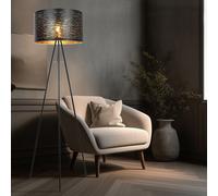Lampada Da Terra Deckenfluter Lampada Da Camera E14 Nera Oro H 153 Cm [EEK: Non valutato]