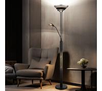 Lampada Da Terra Deckenfluter LED Con Effetto Di Luce In Vetro Fumè Nero [EEK: Inaditato]