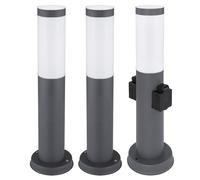 Lampada da terra dimmerabile con telecomando, lampada da esterno con presa, lampada da terra a LED in acciaio inox, lampada da giardino, antracite, cambio colore RGB, 8,5 W, PxA 12,7x45cm, set da 3