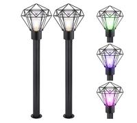 Lampada da terra dimmerabile con telecomando lampada da patio lampada da esterni industriale lampada da sentiero a LED con base in acciaio inossidabile nera, cambio colore RGB, LxH 22,5x100 cm, 2x