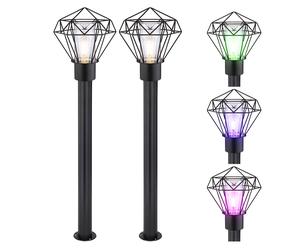Lampada da terra dimmerabile con telecomando lampada da patio lampada da esterni industriale lampada da sentiero a LED con base in acciaio inossidabile nera, cambio colore RGB, LxH 22,5x100 cm, 2x