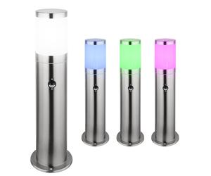 Lampada da terra E27 piantana patio luce esterna rilevatore di movimento resistente alle intemperie IP44, App comando vocale dimmerabile CCT, 1x Smart RGB LED 10W 806Lm 2700-6400K, PxH 14x50 cm