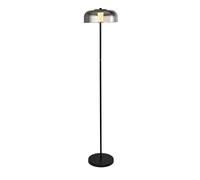 Lampada da terra Frisbee - Metallo nero e vetro fumé