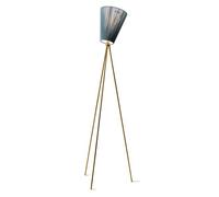Lampada da Terra in Legno di Oslo Settentrionale Base Dorata e Paralume Verde