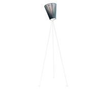 Lampada da Terra in Legno Oslo Base Bianco e Paralume Verde