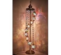 Lampada da terra in mosaico turco marocchino DEMMEX a 9 globi - Illuminazione in stile Tiffany bohémien fatta a mano alta 70'' per camera da letto e soggiorno - Decorazione elegante, pezzo forte
