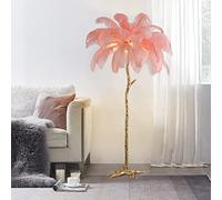 Lampada da terra in piuma di struzzo - Ele 35 Piume e Lar Lampada da terra per camere da letto e salotti 170 x 110 cm d base in resina - Decorazione per la casa