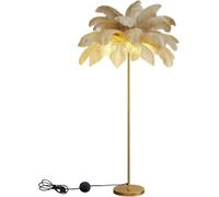 Lampada da Terra in Piume di Struzzoh160cm Lampada da Terra A LED Unica, Elegante Lampada da Terra in Piuma di Struzzo Naturale con Interruttore A Pedale, Lampada da Terra in Piuma, Khaki