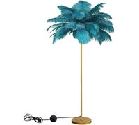 Lampada da Terra in Piume di Struzzoh160cm Lampada da Terra A LED Unica, Elegante Lampada da Terra in Piuma di Struzzo Naturale con Interruttore A Pedale, Lampada da Terra in Piuma, Blue