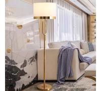 Lampada da terra in tessuto a tamburo, lampade da terra moderne e minimaliste, decorazione d'interni, lampada verticale, luci da terra in metallo lucido, lampade alte per angoli del soggiorno, lampa