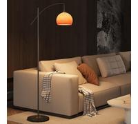 Lampada da terra in vetro Nordic Globe da 63" con base in marmo, lampada ad arco alta con attacco E26 dimmerabile, lampada da terra in vetro arancione per studio, camera da letto, soggiorno, zona diva