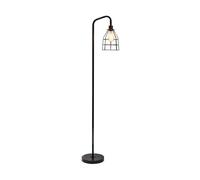 Lampada da terra industriale, lampada da terra nera Lampada da palo alto con testa a gabbia a goccia, lampada da terra rustica interamente in metallo (senza lampadina) Black