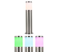 Lampada da terra intelligente per esterni lampada da giardino lampada da piedistallo in acciaio inox lampada da terra LED argento, controllo tramite app, LED RGB 5W 470Lm bianco caldo-freddo, DxH 14x5