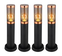 Con Piedistallo Piantana Lampada Patio Acciaio Inox Rame 1 Fiamma H 45 CM 4x