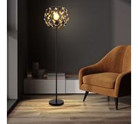 Lampada Da Terra Lampada Da Camera In Cristallo Con Foglie Nere E Oro H 157 Cm [EEK: Inaditato]