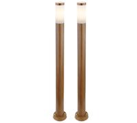 Lampada da terra, lampada da esterno, lampada da giardino, lampada da terra, lampada da sentiero, terrazza IP44, acciaio inossidabile aspetto legno, 1x attacco E27, DxH 12,7x110 cm, set da 2