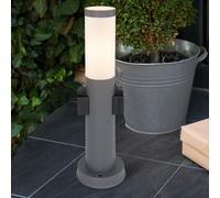 Lampada Da Terra Lampada Da Giardino IP44 Opalina Fumè Con Presa LED H 45Cm [EEK: E]