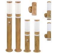 Lampada da terra lampada da parete effetto legno giardino balcone lampada da esterno lampada da esterno con rilevatore di movimento, vetro inox, UP DOWN, LED Holzoptik - Wandleuchte Bewegungsmelder