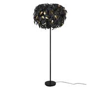 Lampada da terra lampada da terra lampada da soggiorno lampada da camera lampada laterale con design a foglia, interruttore a pedale, metallo, oro nero, 3x attacco E14, H 180 cm