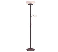 Lampada da terra Lampada da terra Proiettore da soffitto Lampada da interno Lampada da soggiorno Lampada da lettura Braccio flessibile, commutabile separatamente, metallo, ruggine, vetro, bianco, DxH: